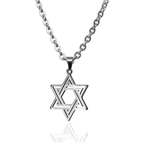 Magen David Pendant Necklace, Hallow Star Of David Pendant Necklace, Stainless Steel Jewish Religious Judaica, Jewish David Star Necklace
