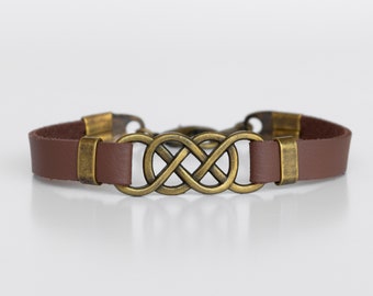Men Bracelet, Men Faux Leather Bracelet, Men Infinity Bracelet, Men Vegan Jewelry, Men Gift, Boyfriend Gift, Husband Gift, Gift For Men,