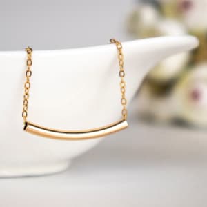Gold Tube Pendant Necklace, Gold Filled Necklace, Delicate Necklace, Minimal Necklace, Minimalist Jewelry, Simple Necklace, Classic Necklace