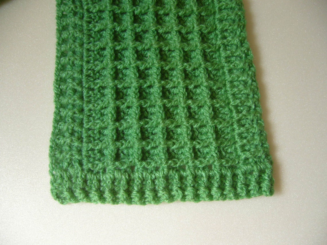 Crochet Pattern Waffle Stitch Scarf With Ribbed Border Etsy