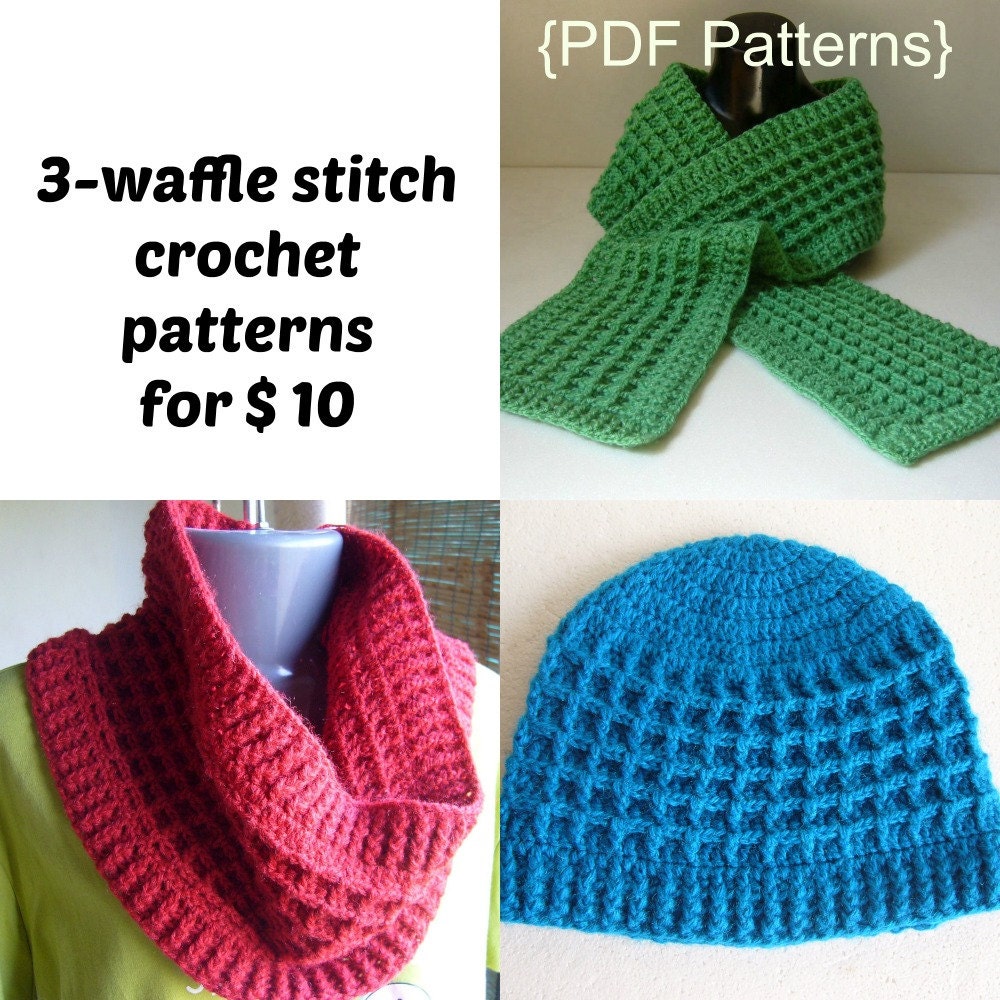 Waffle Stitch PDF Patterns Cowl Scarf 