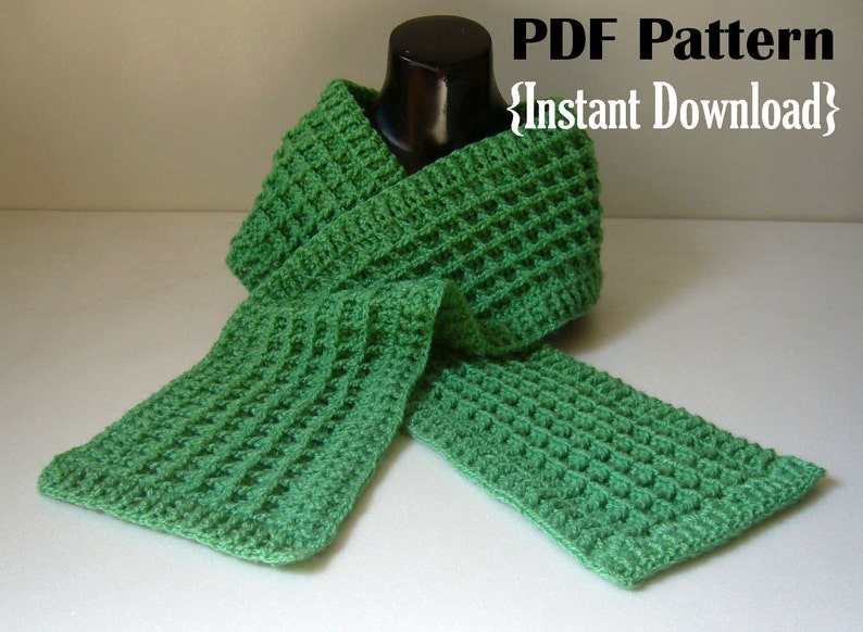 Crochet Pattern Waffle Stitch Scarf With Ribbed Border - Etsy