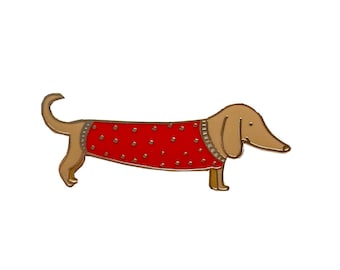 VINTAGE HAIRY SAUSAGE DOG Terrier,DORGI TYPE PIN BROOCH