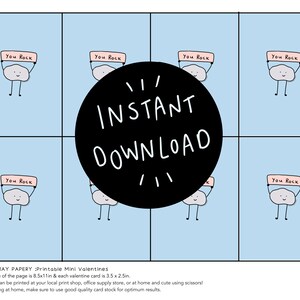 Cartes de Saint-Valentin pour enfants You Rock // TÉLÉCHARGEMENT INSTANTANÉ Mini-cartes de Saint-Valentin pour enfants // You Rock