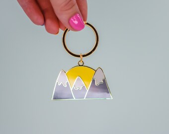 Rocky mountain keychain // Hard enamel keychain // Mountain keychain