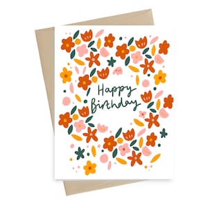 Boho birthday card // Flower birthday card