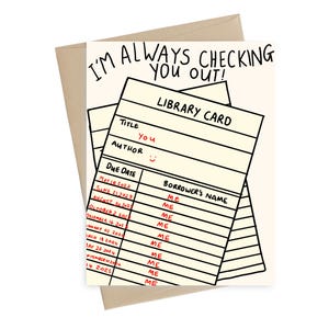 Book lover valentine card //Always Checking You Out // Valentines Card // Funny Valentine