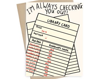 Book lover valentine card //Always Checking You Out // Valentines Card // Funny Valentine