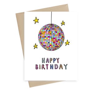 Disco Ball Birthday Card // Niedliche Geburtstagskarte