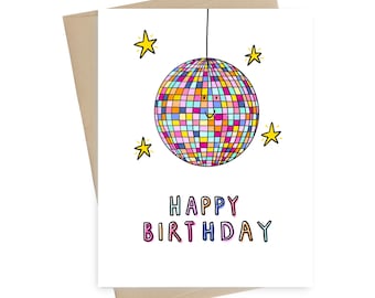 Disco Ball Birthday Card // Cute birthday card