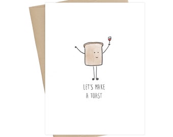 Funny Wedding Card // Lets Make A Toast // Pun Card // Celebration Card