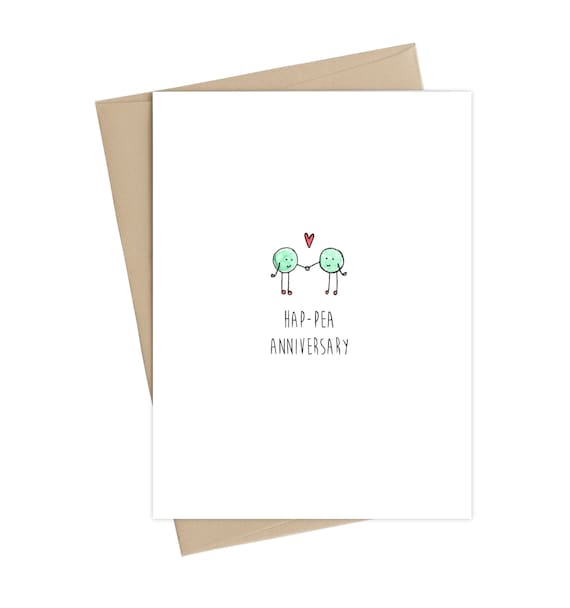 Happea Anniversary Pun Greeting Card Happy Anniversary Etsy