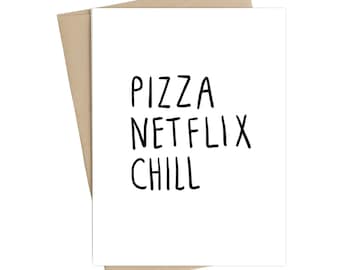 SALE Valentine card // Pizza Netflix Chill // Valentines Card // Netflix card