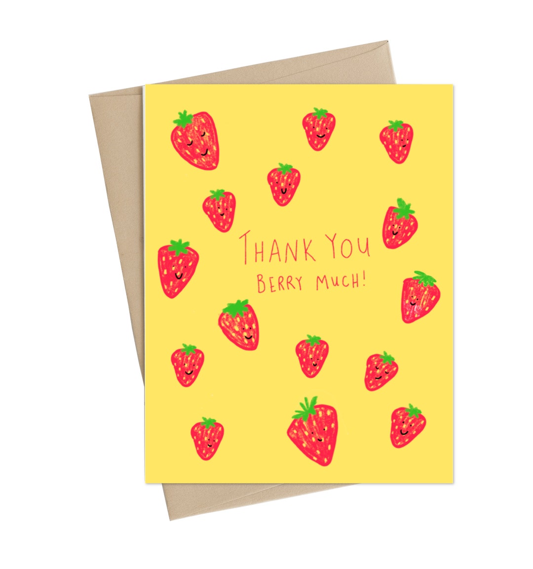 Thank You Card // Funny Greeting Card // Thank You Berry Much Card Etsy