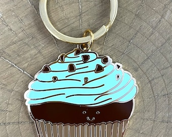 Mint Cupcake Keychain // Enamel Keychain