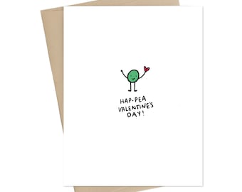 Valentine Card //Hap-Pea Valentines Day // Funny Valentine Card // Cute Love Card