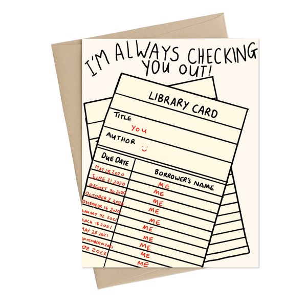 Book lover valentine card //Always Checking You Out // Valentines Card // Funny Valentine