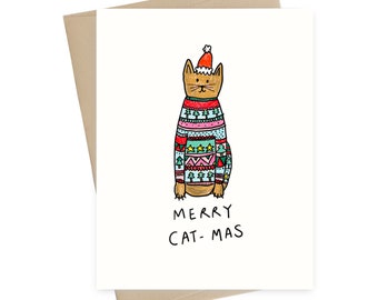 Joyeux Noël // Carte de Noël chat // Carte de vœux chat
