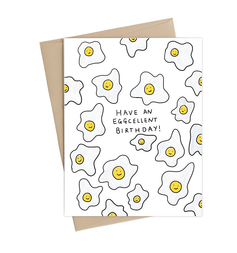 Eggcellent Birthday Card // Funny Birthday // Pun Card image 1