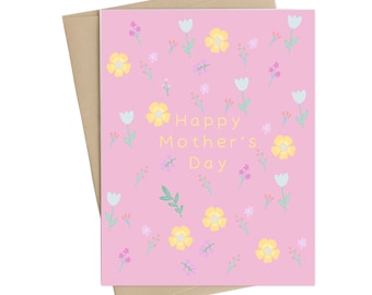 Mothers Day Card // Mothers Day Ditsy Flowers // Pretty Mothers Day Card