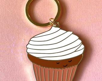 Red Velvet Cupcake Keychain // Enamel Keychain