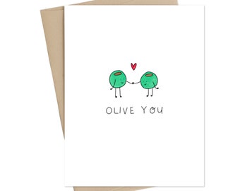 Valentines Card // olive you valentines card