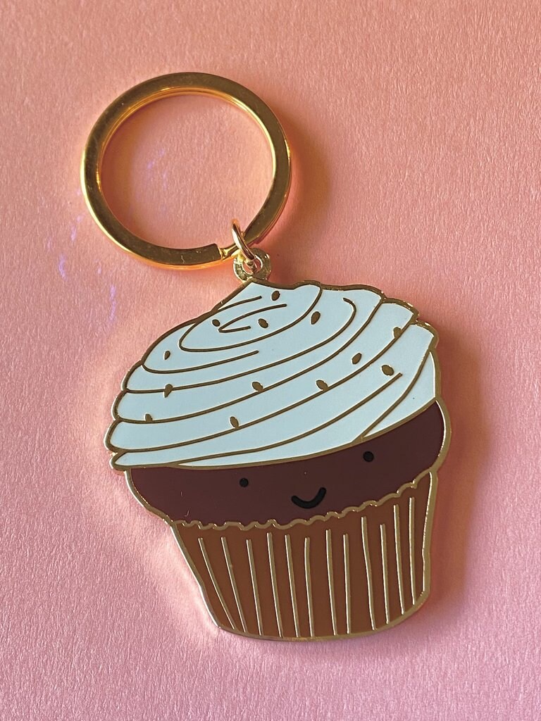 Chocolate Cupcake Keychain // Enamel Keychain