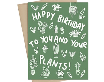 Plant lover birthday card // Happy birthday to you and your plants