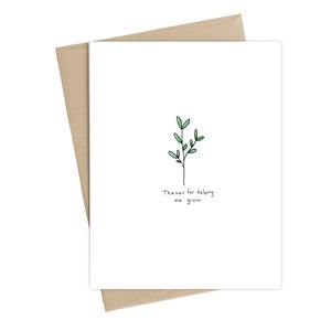 Tarjeta de agradecimiento // Tarjeta de felicitación dulce // Gracias por ayudarme a crecer