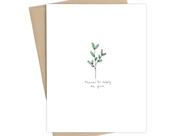 Thank you card // Sweet greeting Card // Thank you for helping me grow