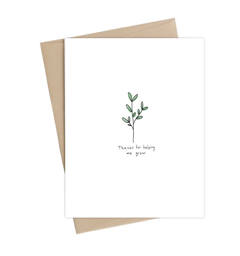 Thank you card // Sweet greeting Card // Thank you for helping me grow image 1