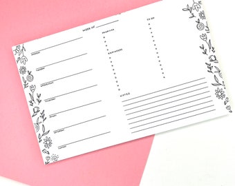 Floral Desk Notepad // Desk Notepads // Desk Planner