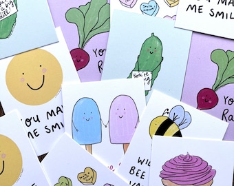 Valentine for kids mini cards (12 cards per pack)  // lunchbox notes // Kids valentine cards