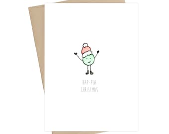 Hap-Pea Christmas // Pun Card // Pea Christmas Card