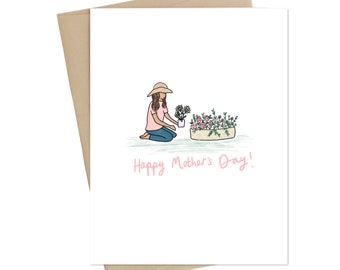 Mother's Day Flower Card // Gardening Mom Card  // Worlds Best Mom