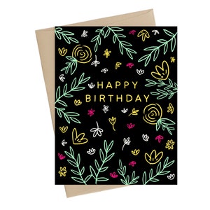Flower Happy Birthday Card // Floral Birthday Card