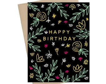 Flower Happy Birthday Card // Floral Birthday Card