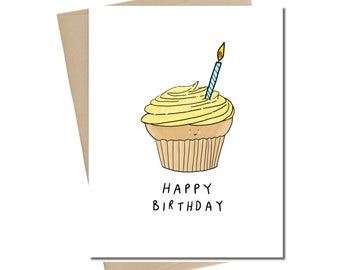 Tarjeta de cumpleaños con cupcakes