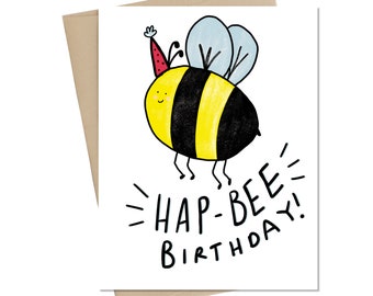 Hap-bee Birthday // Birthday Card // Pun birthday card