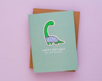 Grattis på födelsedagen min gamla dinosaurie // vinylklistermärke // grattis på födelsedagen-klistermärkeskort