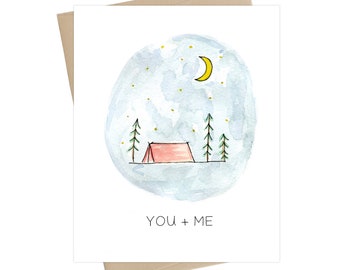 Valentines Card // You and Me // Camping Card // Adventure Card