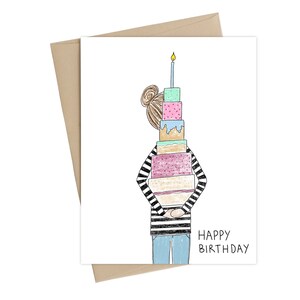 Geburtstagskarte Mädchen / Mädchen mit Geschenken / Geburtstagskarte