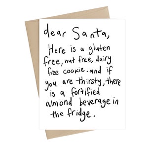 Cartolina di Natale / / caro Santa / / Gluten Free Card / / Funny Christmas Card