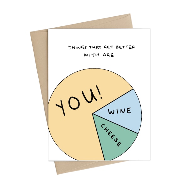 Funny Birthday Card //things Better With Age // Pie Chart - Etsy Singapore