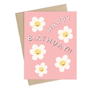 Carte d'anniversaire marguerite // joyeux anniversaire floral // belle carte d'anniversaire