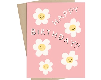 Carte d’anniversaire Daisy //Joyeux anniversaire floral // belle carte d’anniversaire