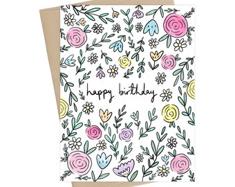 Geburtstagskarte //Floral Happy Birthday // schöne Geburtstagskarte