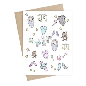 Carte baby shower // Bienvenue tout petit // carte baby shower