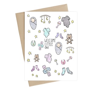 Baby Shower Card // Welcome little one // baby shower card image 1