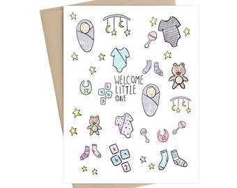 Baby Shower Card // Welcome little one // baby shower card